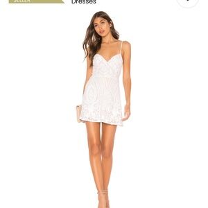 Superdown White Ruched Mini Dress Spaghetti Strap Sweetheart